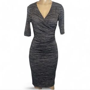 Philosophy Black & White  Dress V-Neck, Ruched Waist, Stretchy Knit  Small